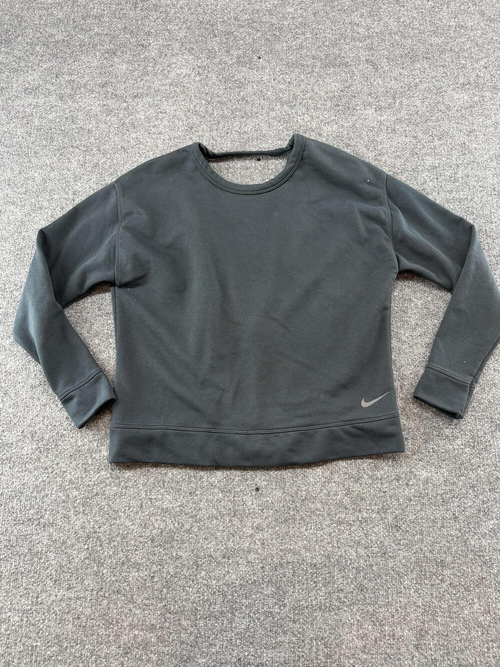 Nike Sweatshirt Womens Small Black Backless Pullover Swoosh Logo 938901-010
